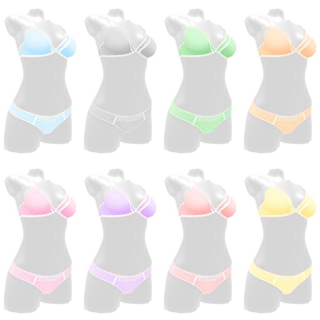 VRoidランジェリー229 ストレスフリーパステルノンワイヤーカジュアル上下