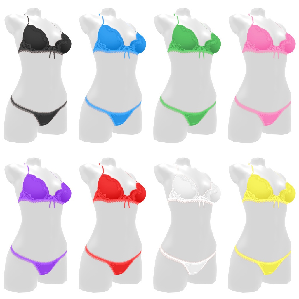 VRoidランジェリー231 ふんわりシェルシェイプデザインブラ&ショーツ