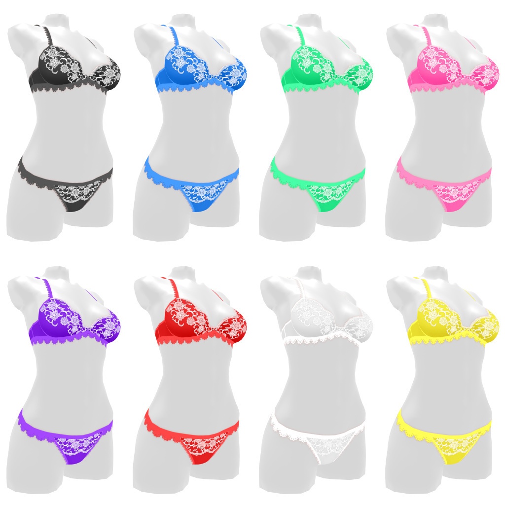 VRoidランジェリー245 ツートーンハート型カップブラ&ショーツ