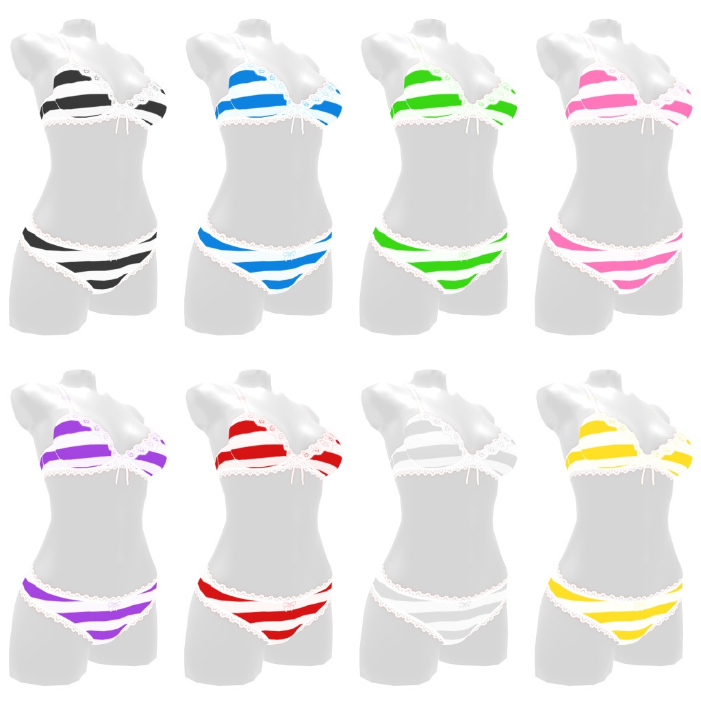 VRoidランジェリー246 ストライプ柄カジュアルブラショーツ