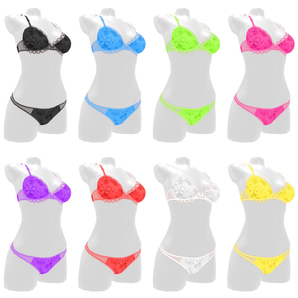 VRoidランジェリー247 ファンシーフラワーデザインカジュアル