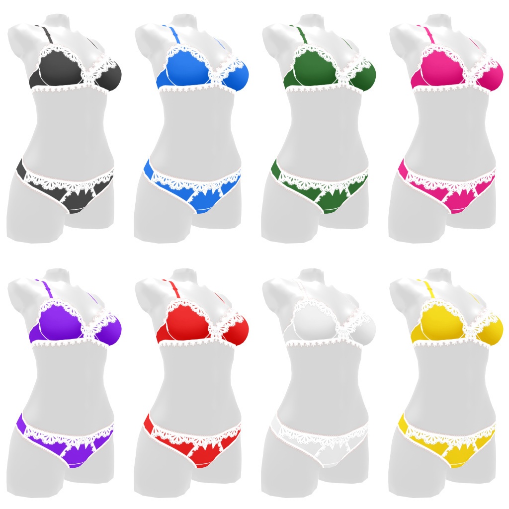 VRoidランジェリー249 ファンシーレースデコレーションブラショーツ