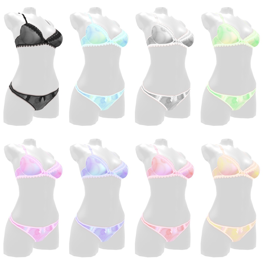 VRoidランジェリー251 パステルカラーしゃぼん玉ブラショーツ