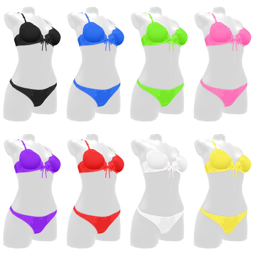 VRoidランジェリー267 花柄レースカジュアルブラショーツ