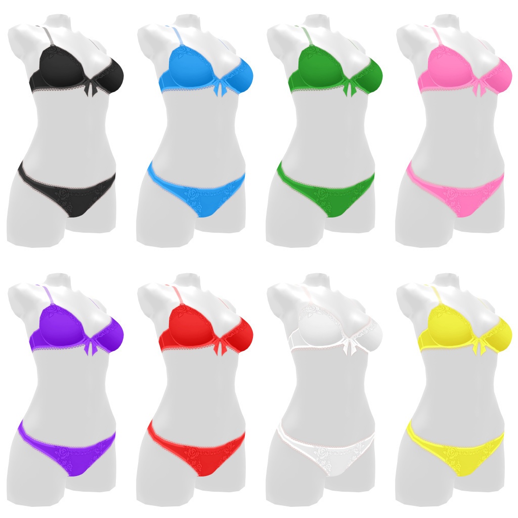 VRoidランジェリー270 クリアストラップの花柄レースカジュアル