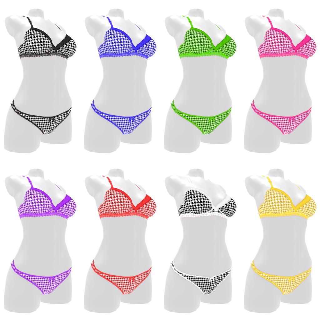 VRoidランジェリー279 千鳥格子カジュアルブラショーツ