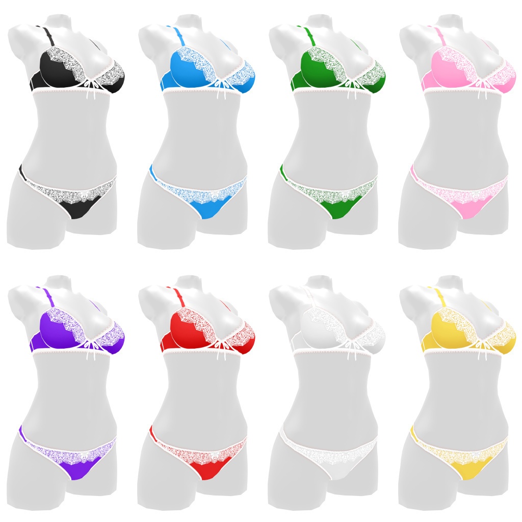 VRoidランジェリー281 ホワイトレースツートーンカジュアル