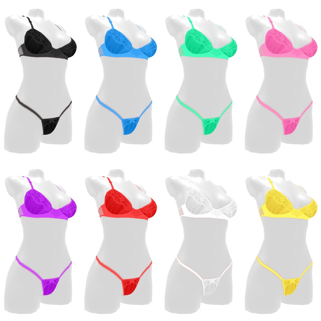 VRoidランジェリー285 シワ加工デザインブラ&ハイレグショーツ