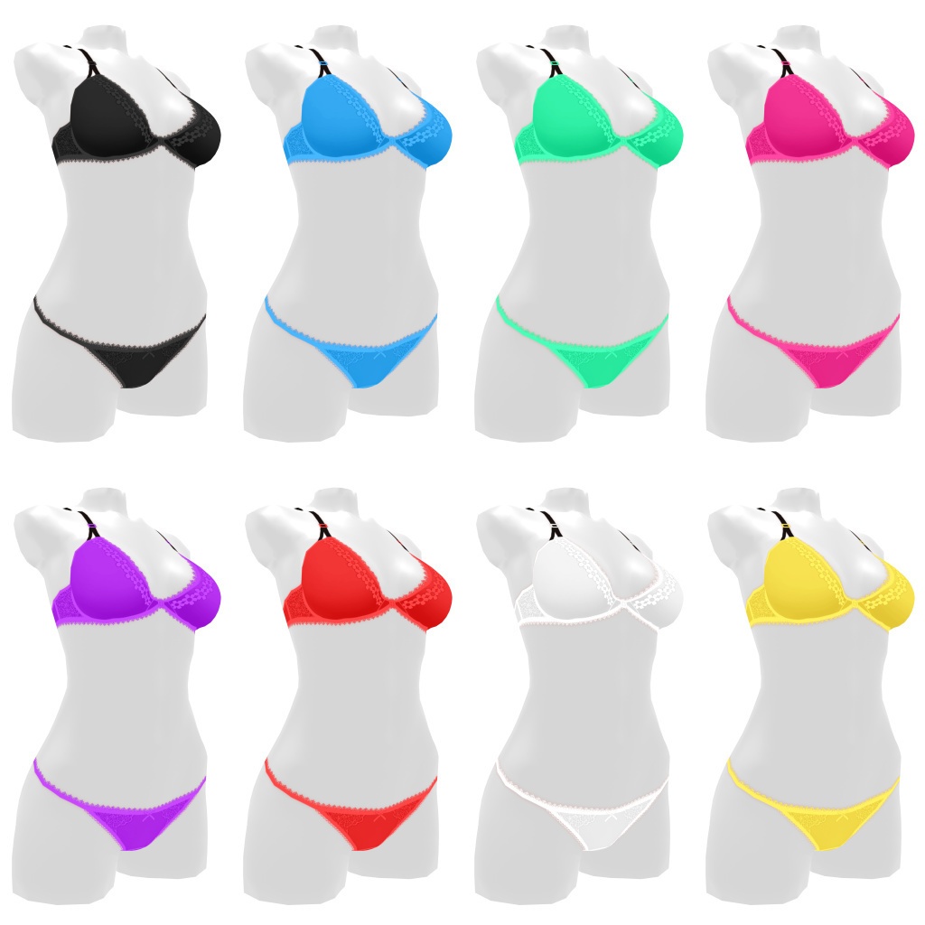 VRoidランジェリー286 二股ストラップのファンシーブラショーツ