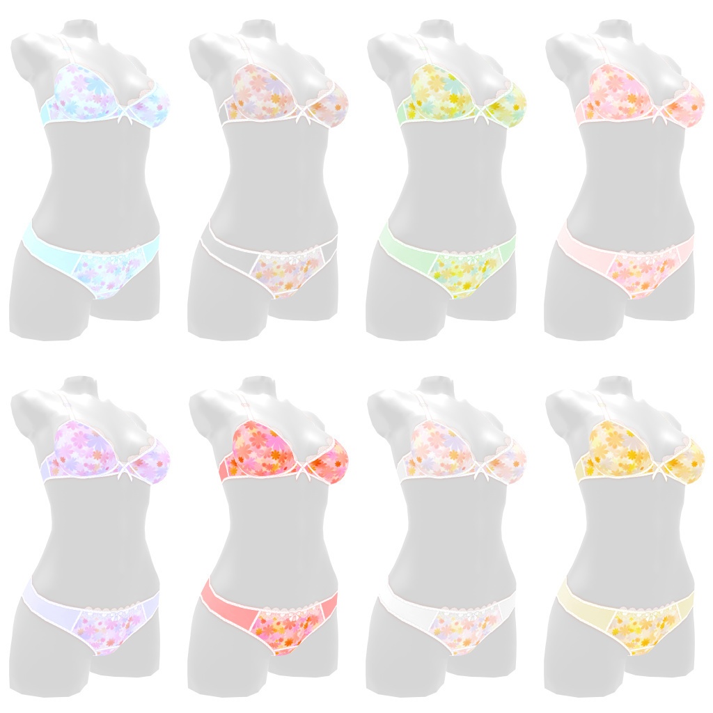 VRoidランジェリー288 パステルフラワーヤングカジュアル