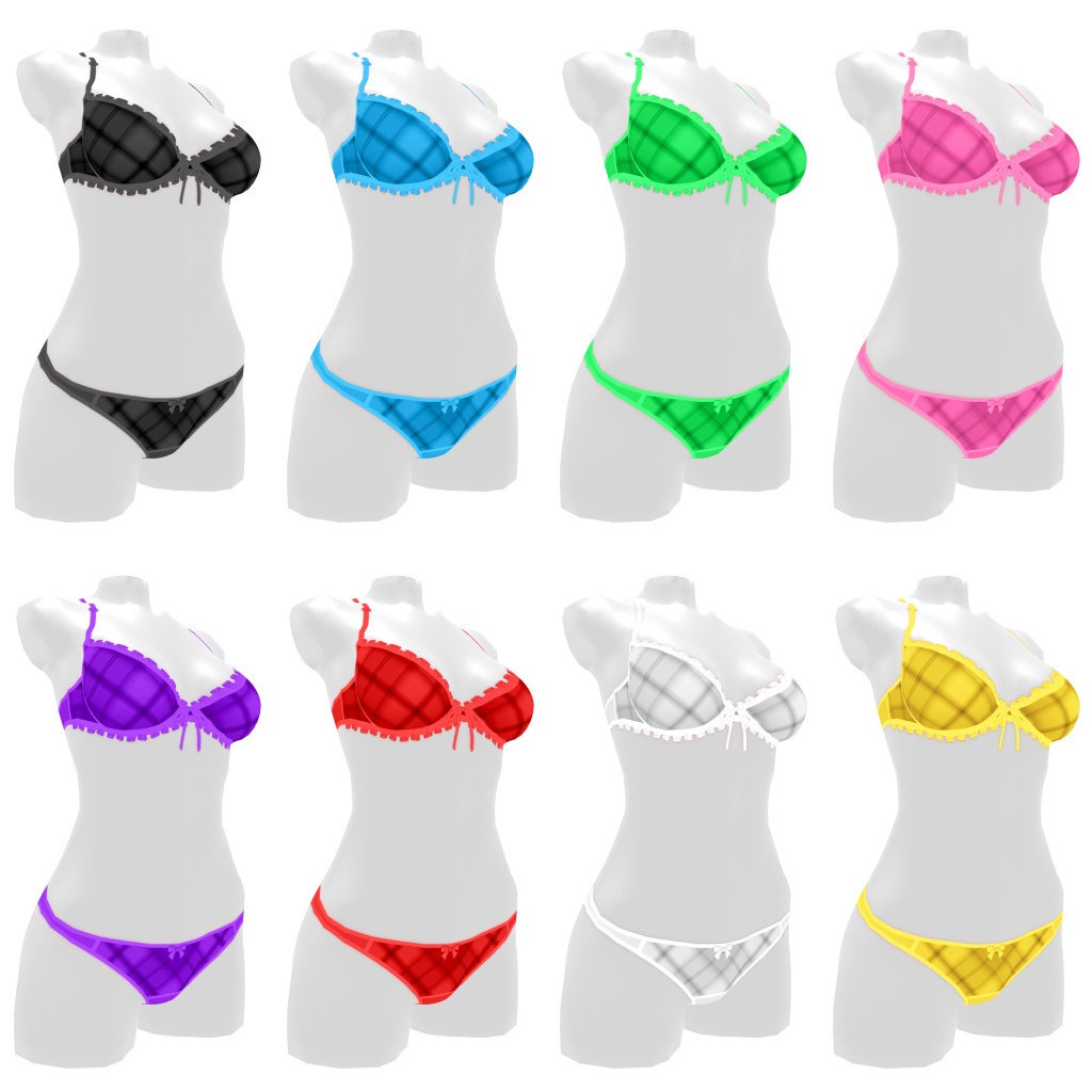 VRoidランジェリー302 チェック柄フリル付きヤングカジュアル