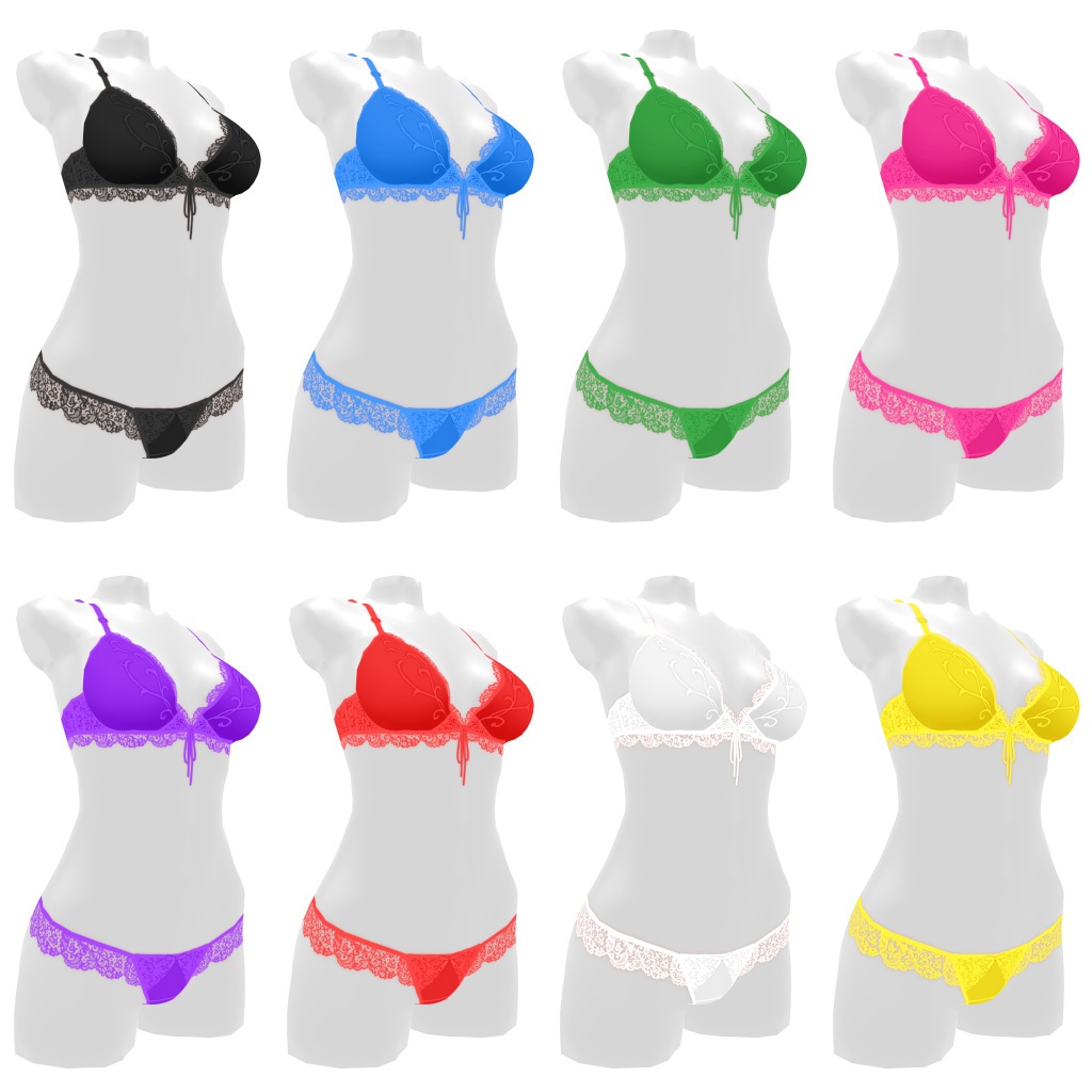 VRoidランジェリー303 レースオールオーバーブラショーツ