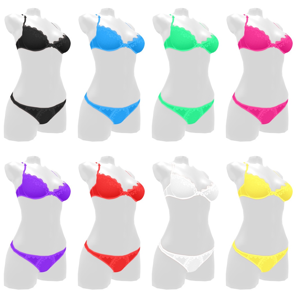 VRoidランジェリー305 プリティレーステクスチャードブラショーツ