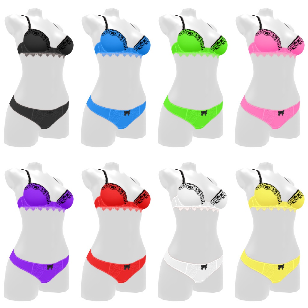 VRoidランジェリー315 ツートーンレースブラショーツ