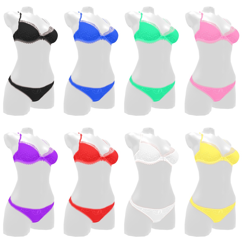 VRoidランジェリー316 清楚系レースのファンシーブラショーツ