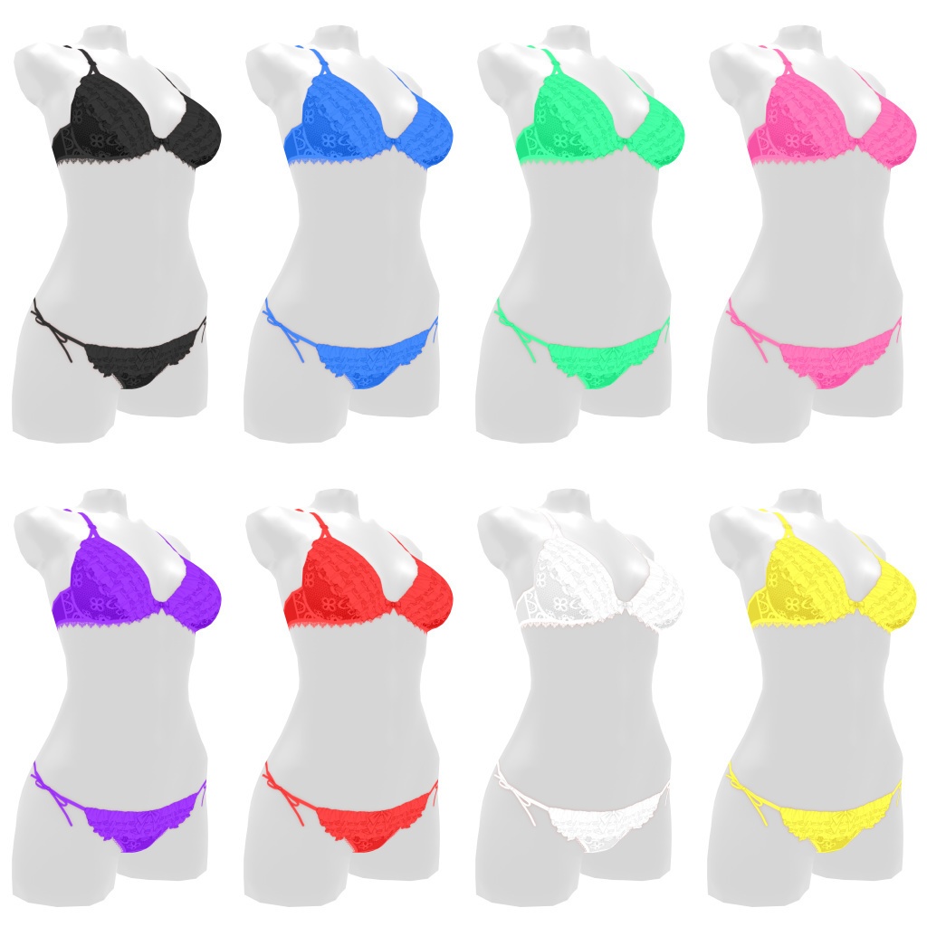 VRoidランジェリー322 重ねフリルのファンシーブラショーツ