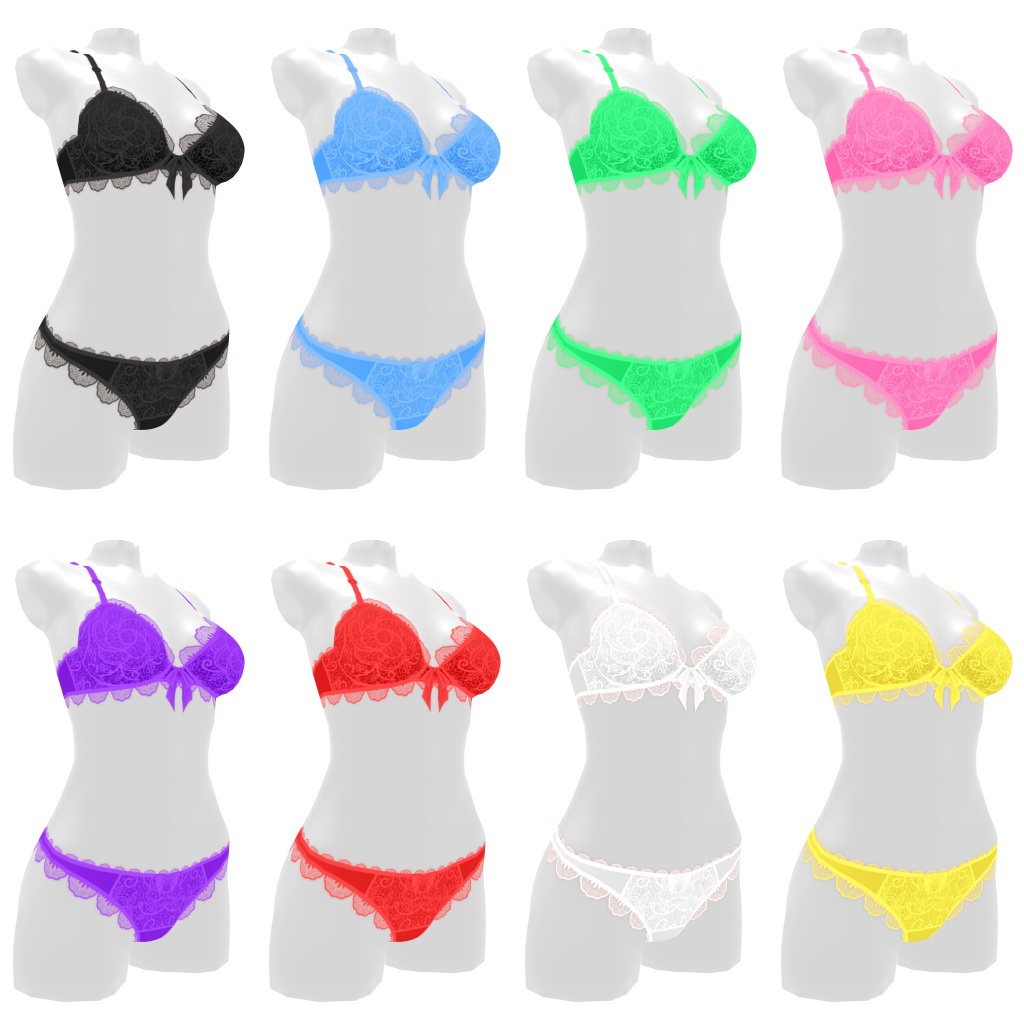 VRoidランジェリー335 ひらひらレースのファンシーブラショーツ