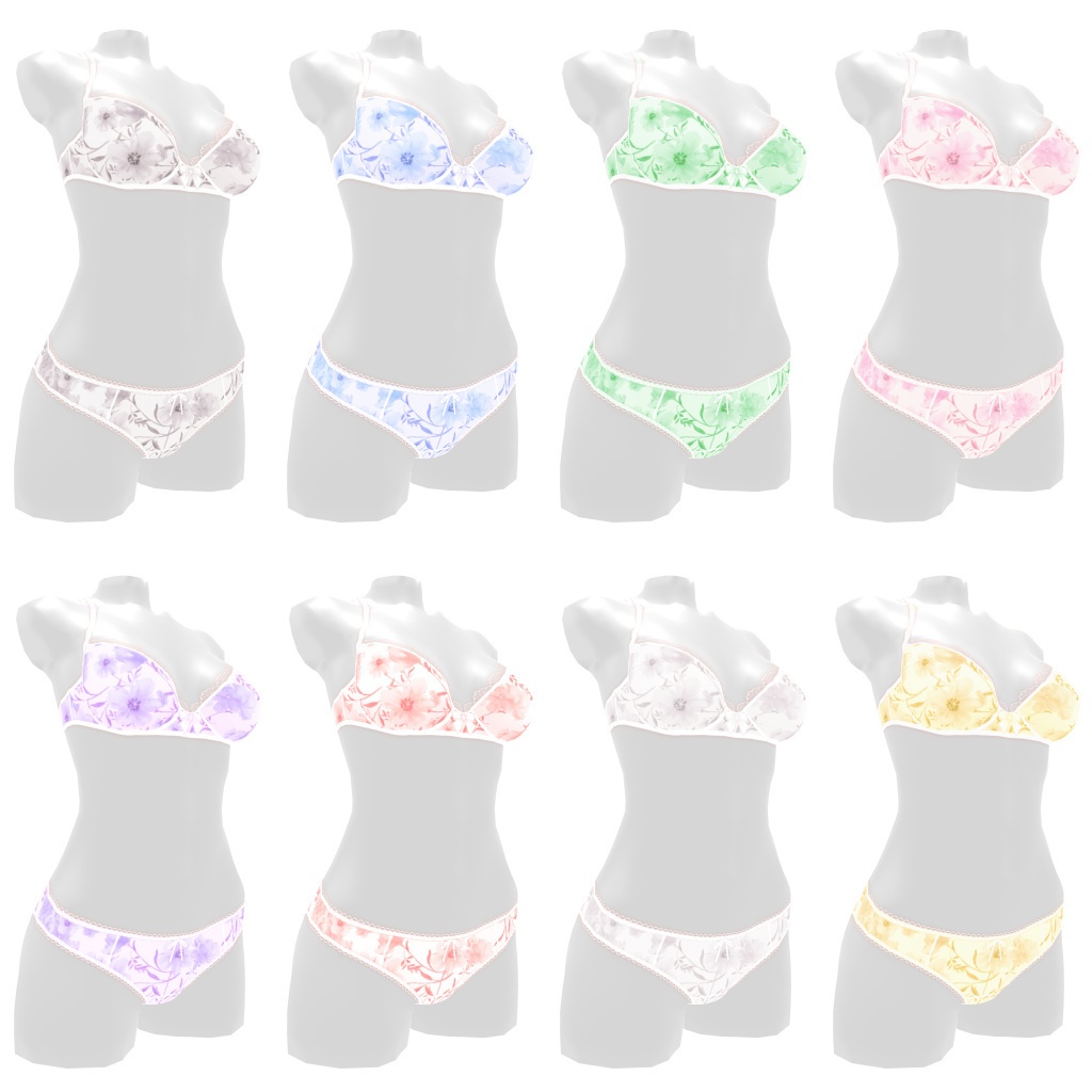 VRoidランジェリー336 パステルフラワーカジュアル上下