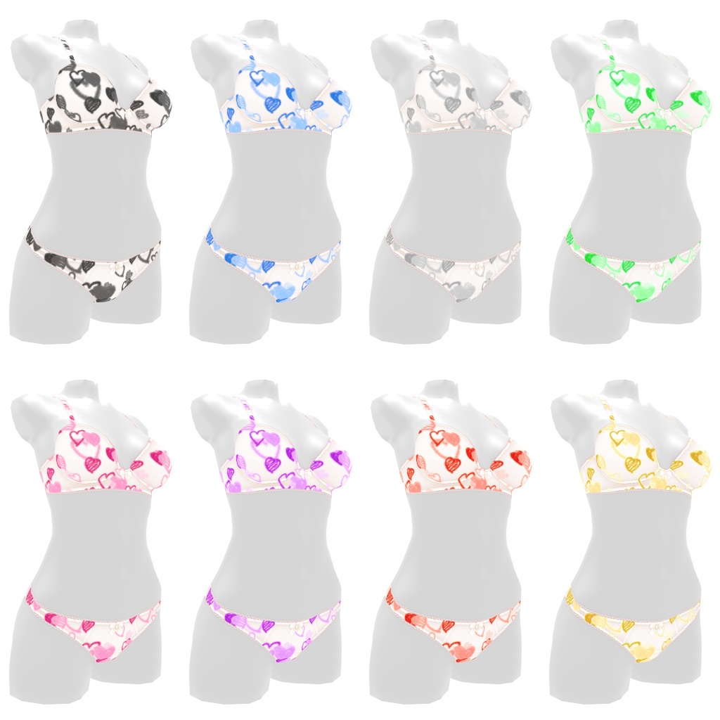 VRoidランジェリー351 手描き風ハートちらしヤングカジュアル