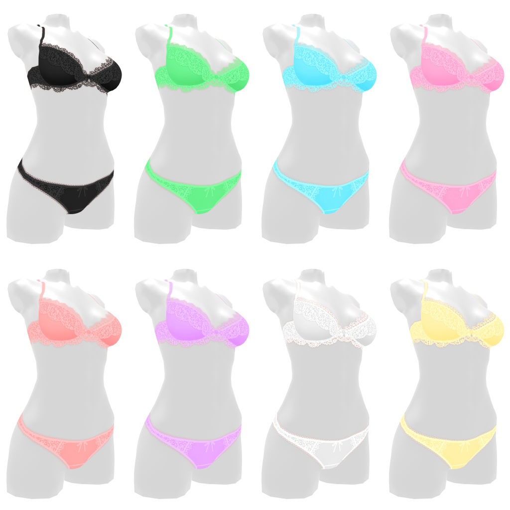 VRoidランジェリー353 清楚系フリフリレースブラショーツ