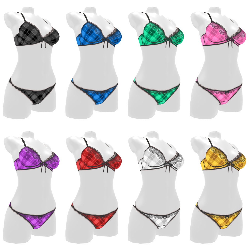 VRoidランジェリー354 アーガイルチェック柄デザインカジュアル