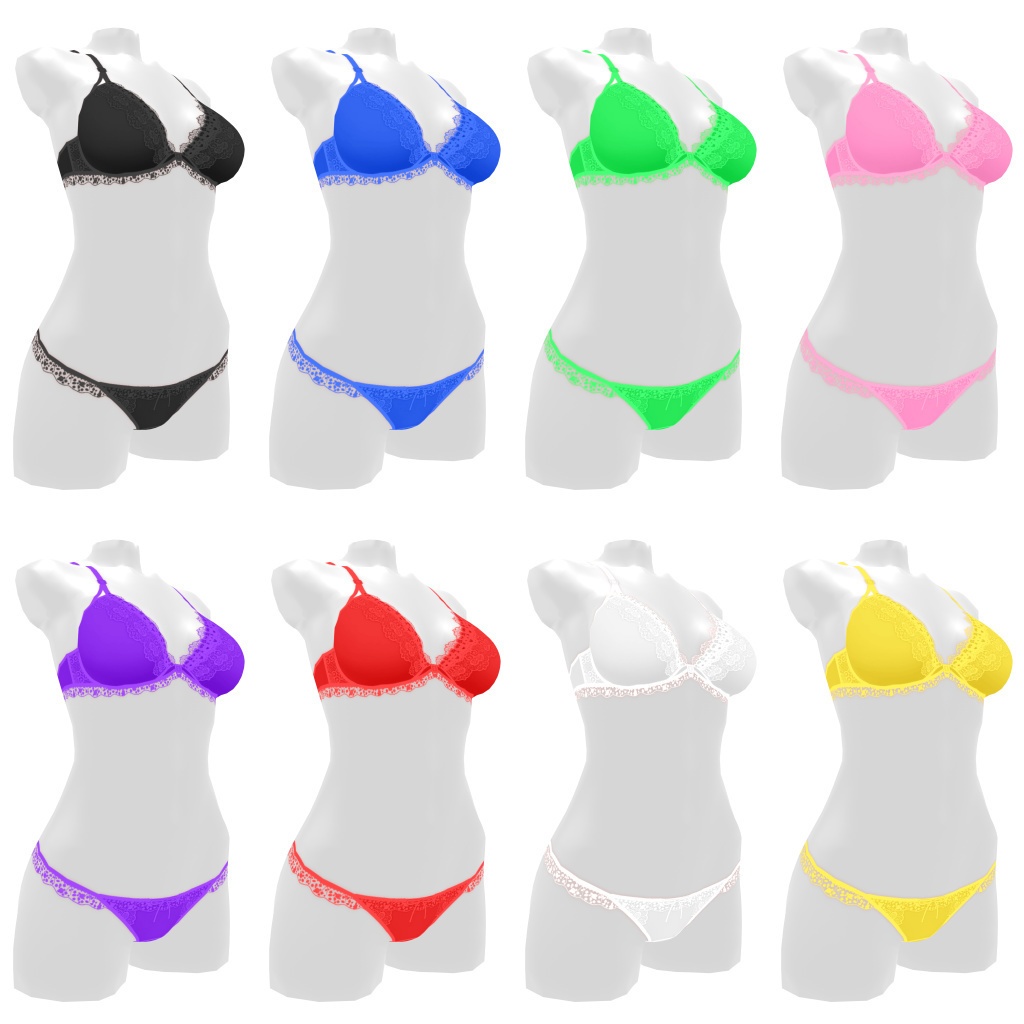 VRoidランジェリー355 ひらひらキュートレースブラショーツ