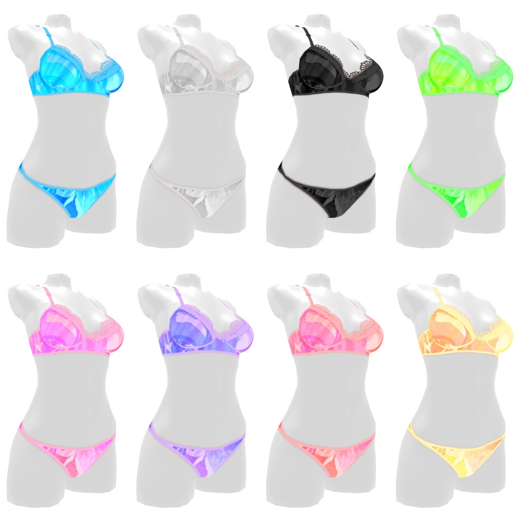 VRoidランジェリー357 手染め風シワ加工ブラショーツ