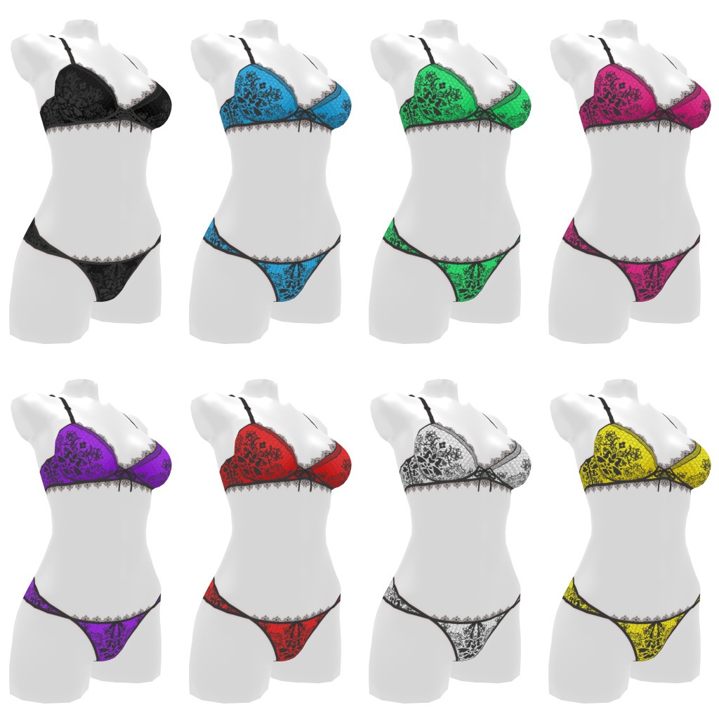 VRoidランジェリー359 ブラックレースオーバーオール大人カジュアル