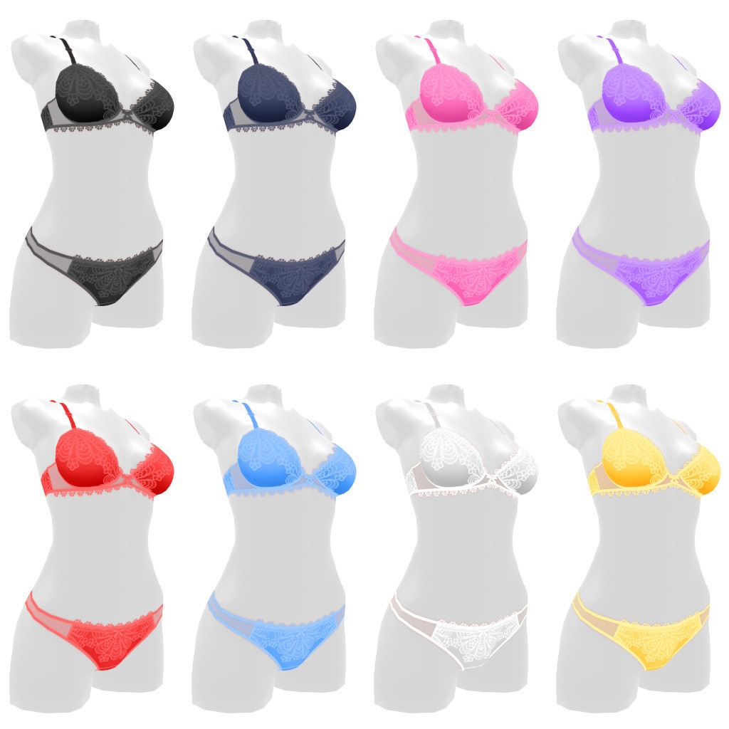 VRoidランジェリー375 シースルーデザインブラ&ショーツ