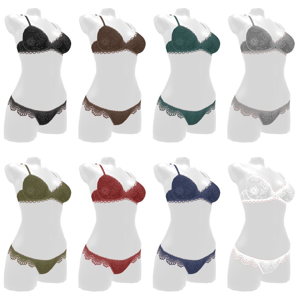 VRoidランジェリー377 落ち着いた大人カラーのデザインブラショーツ