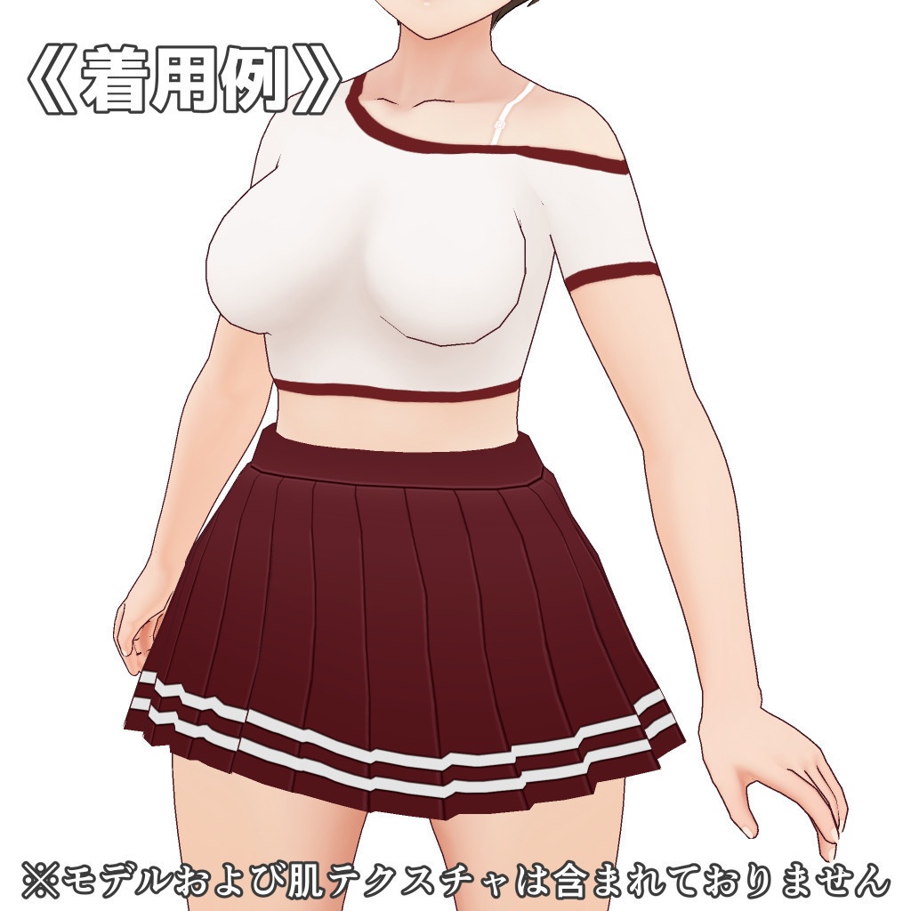 VRoidランジェリー378 ワンショルダータイトTシャツ