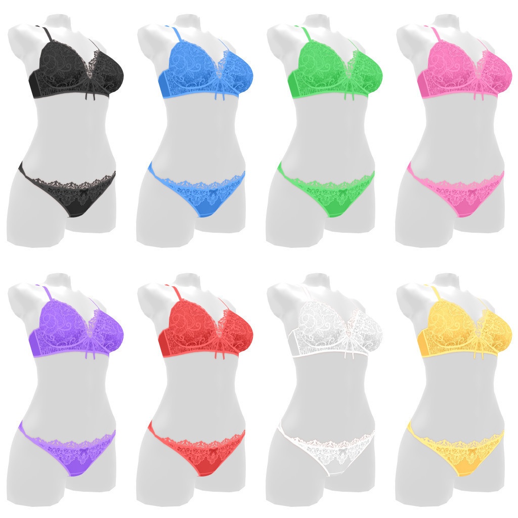 VRoidランジェリー381 すっぽり包み込む大人ブラ&スリムショーツ