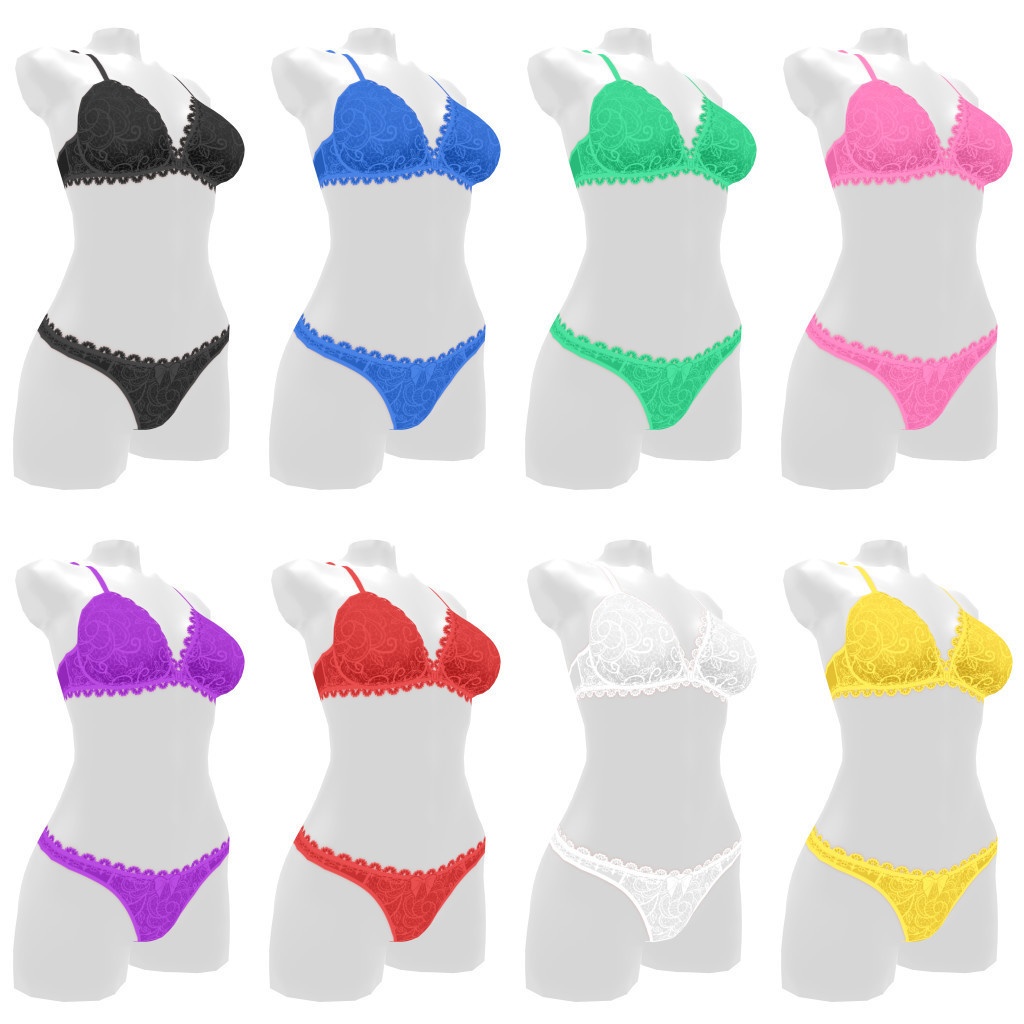 VRoidランジェリー383 フロントホックブラ&ショーツセット