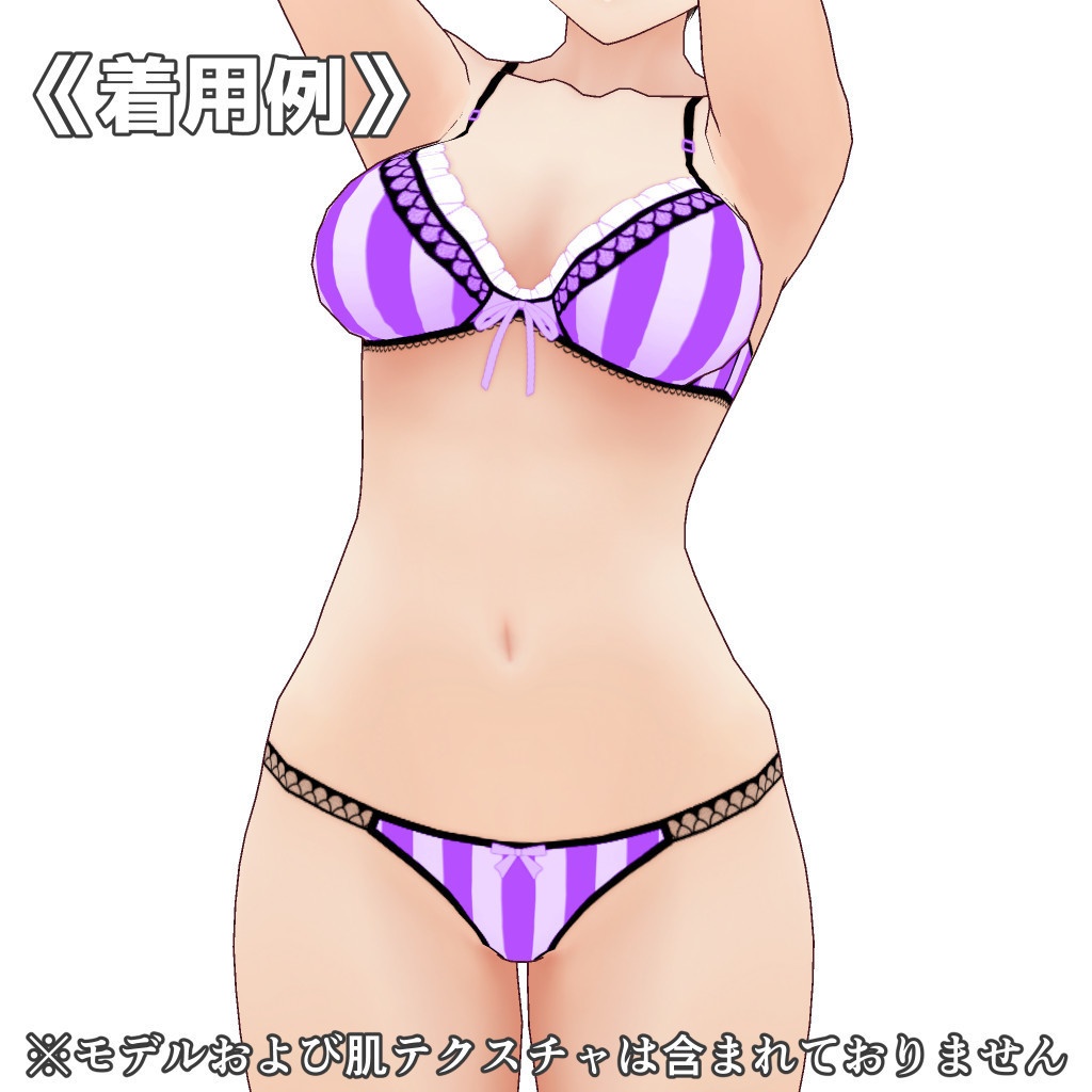 VRoidランジェリー385 ストライプ柄カジュアルブラショーツ