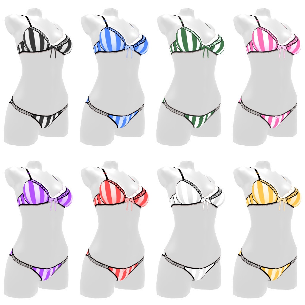 VRoidランジェリー385 ストライプ柄カジュアルブラショーツ