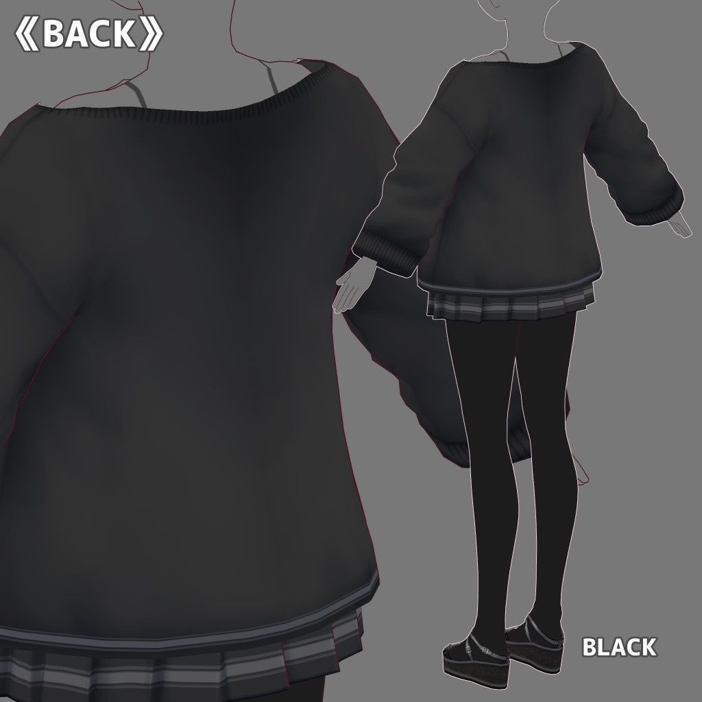 VRoid衣装 Zip-upジャケットリラックスコーデ