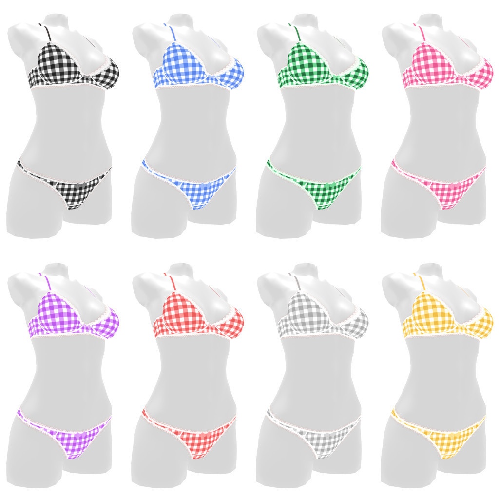 VRoidランジェリー395 クロスストラップのギンガムチェックヤングカジュアル