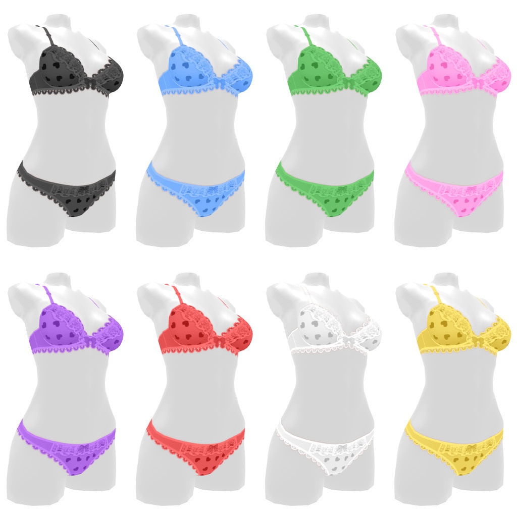 VRoidランジェリー397 ハートとフリルのセットアップカジュアル