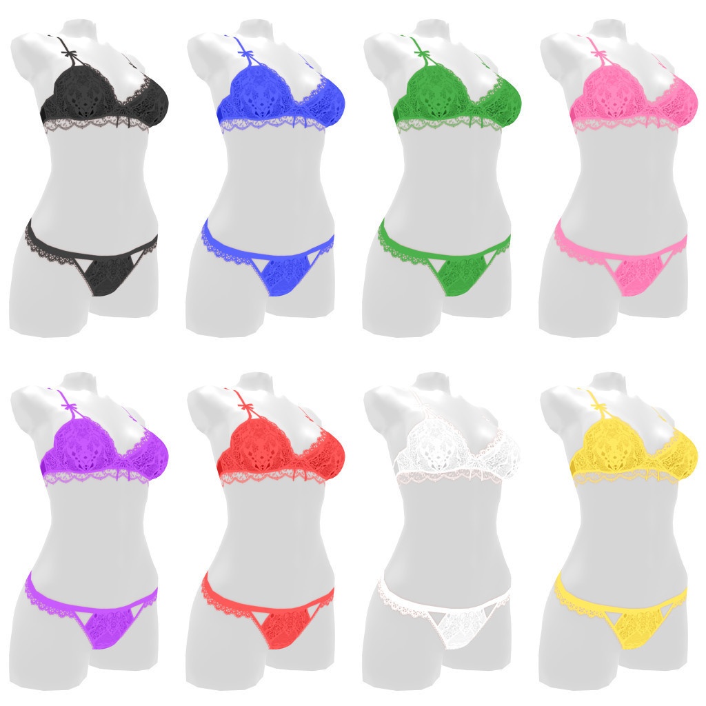 VRoidランジェリー399 Y字ストラップのファンシーブラショーツ