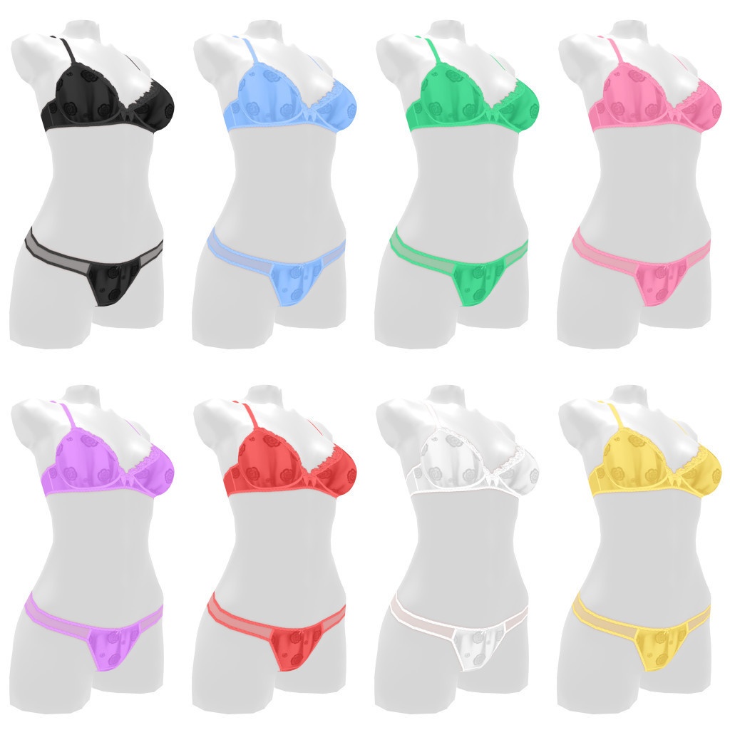 VRoidランジェリー401 クシュっとした生地の花柄カジュアル