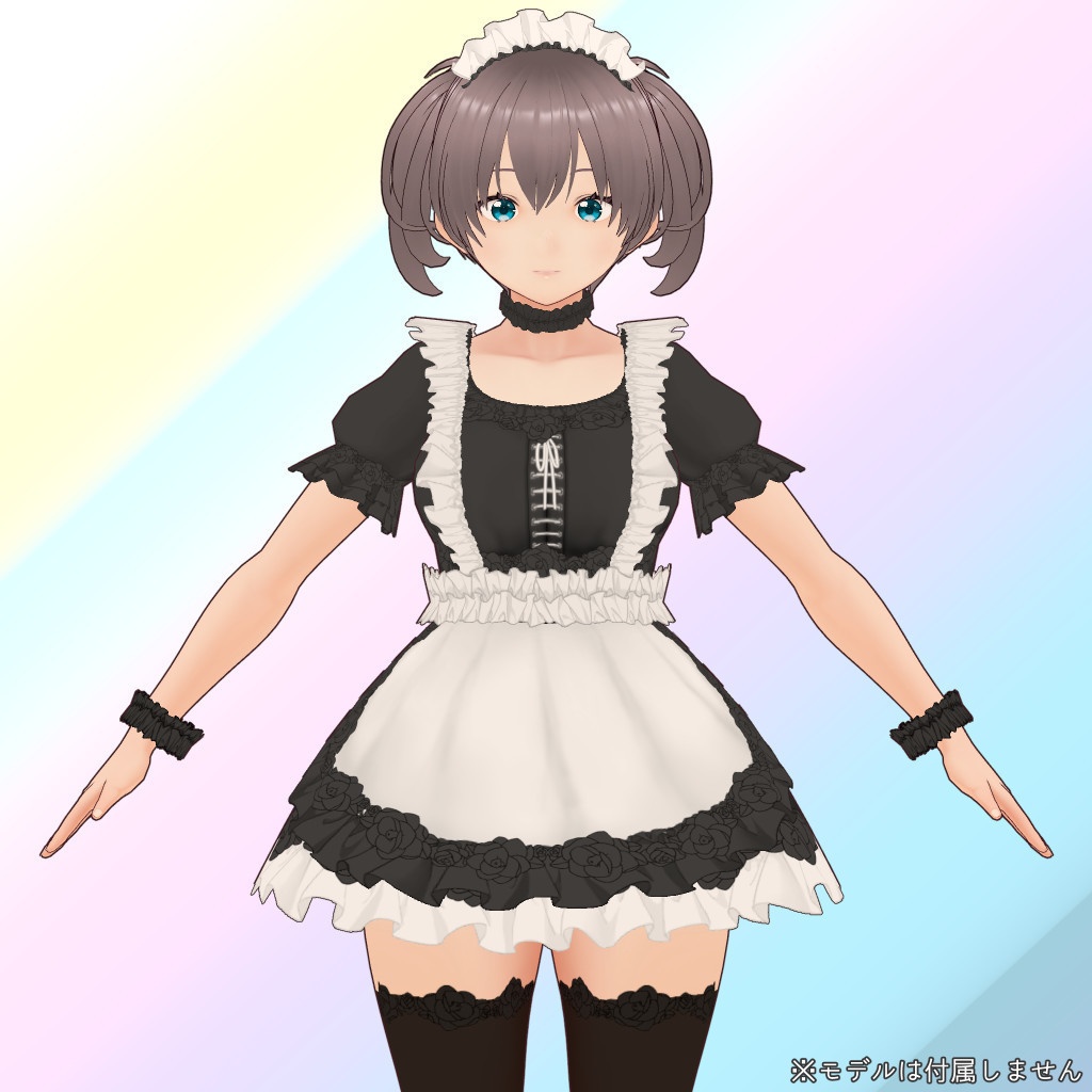 VRoid衣装 黒バラのメイド服・白バラのメイド服