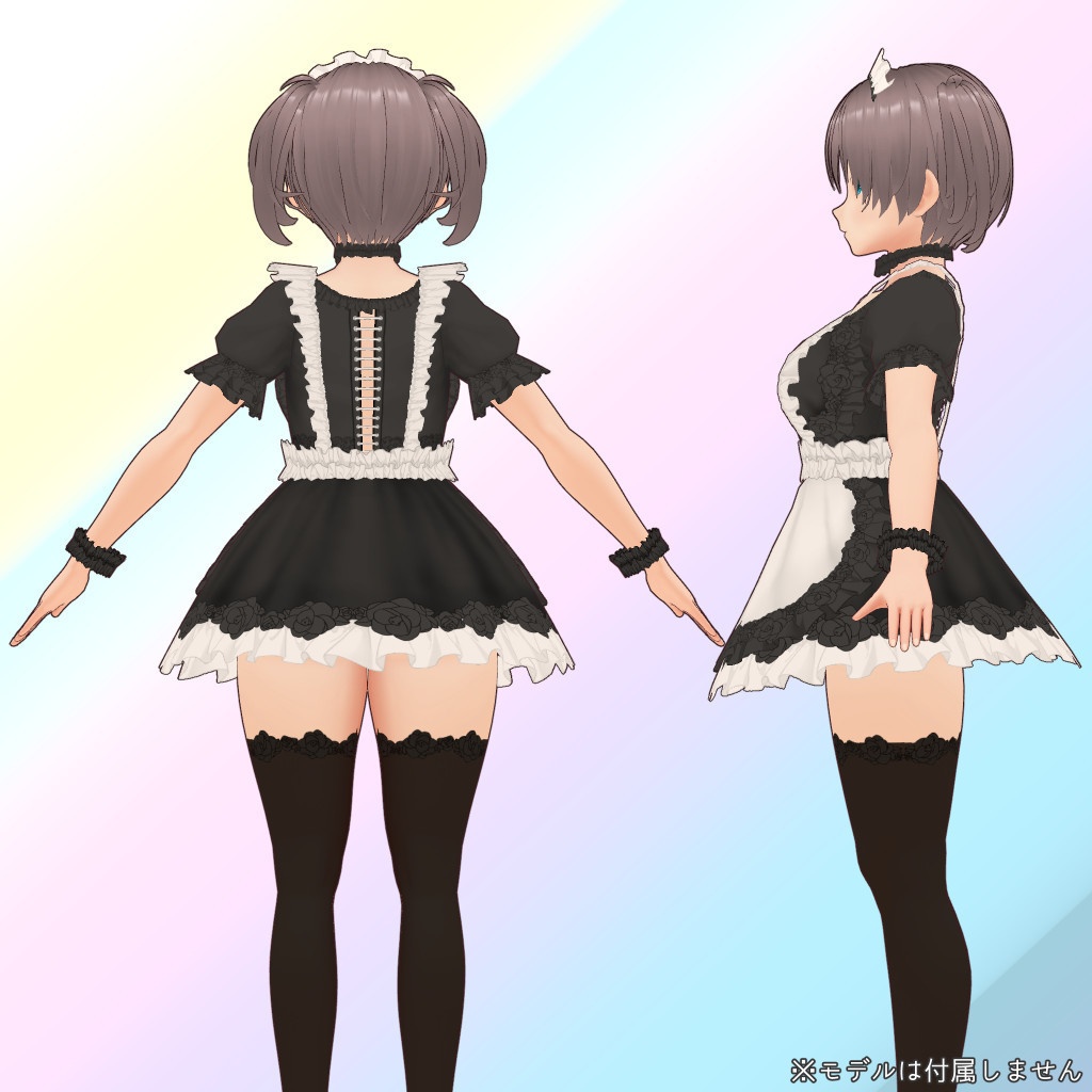 VRoid衣装 黒バラのメイド服・白バラのメイド服