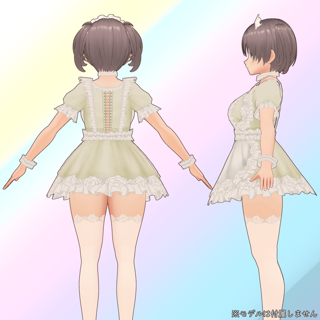 VRoid衣装 黒バラのメイド服・白バラのメイド服