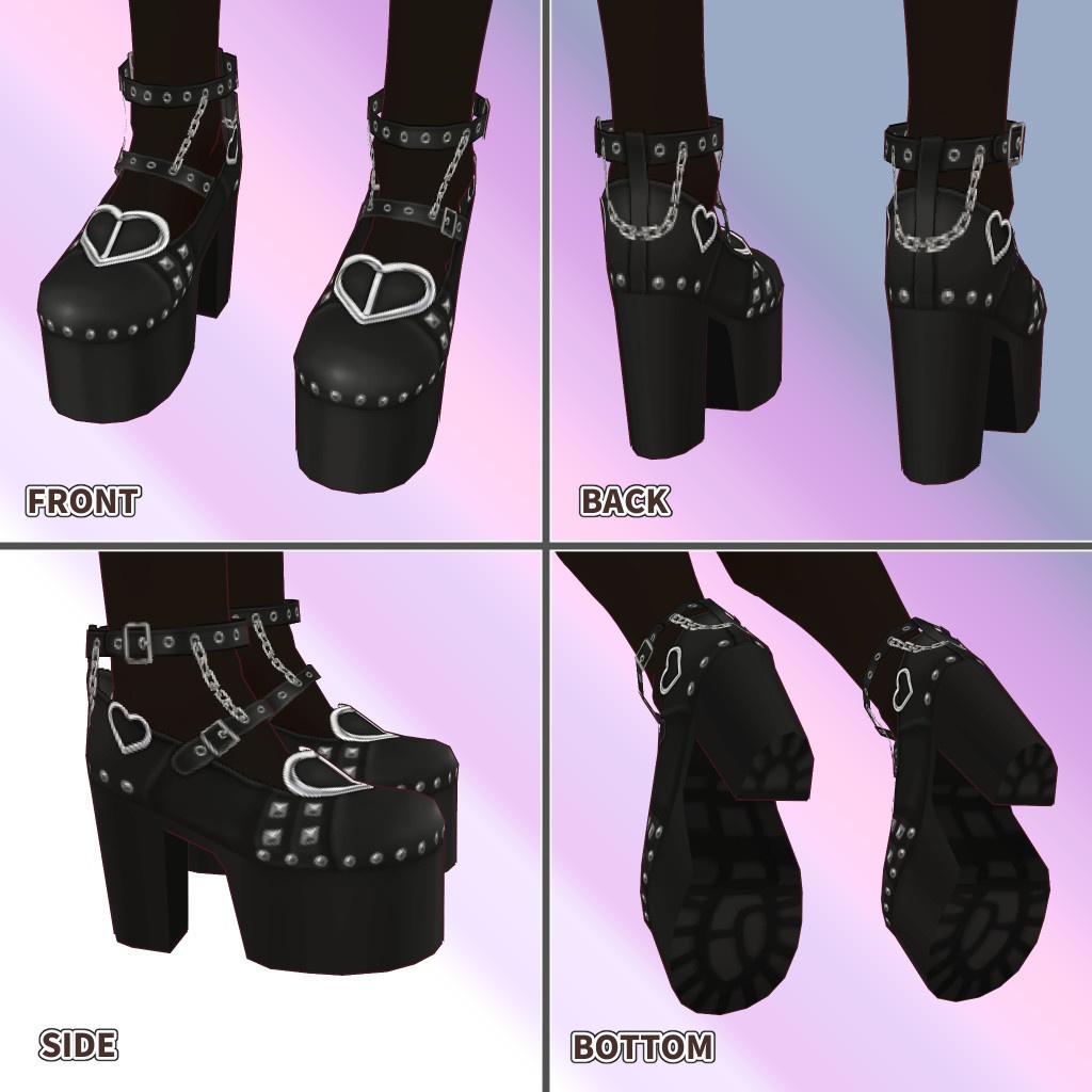 VRoid衣装 地雷系ゴスロリパンク厚底シューズ