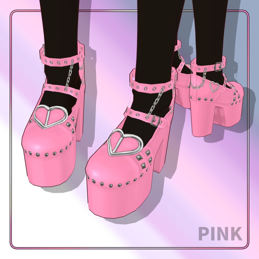 VRoid衣装 地雷系ゴスロリパンク厚底シューズ