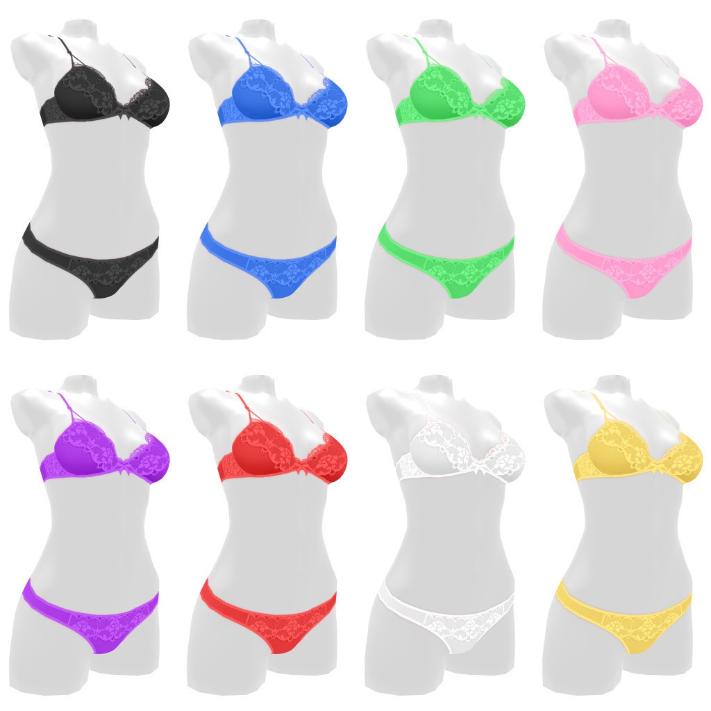 VRoidランジェリー411 レース装飾の清楚系カジュアル上下