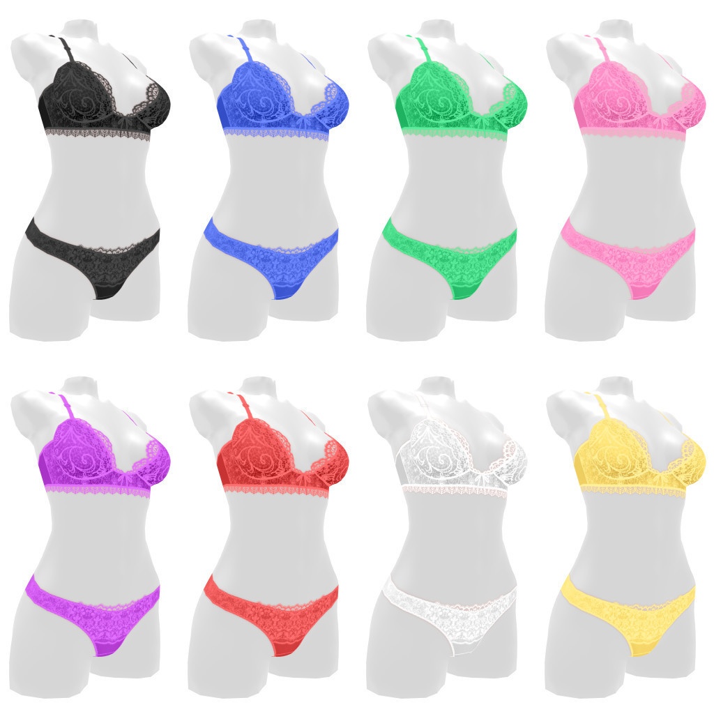 VRoidランジェリー415 痛くならないワイドベルトブラ&ショーツ