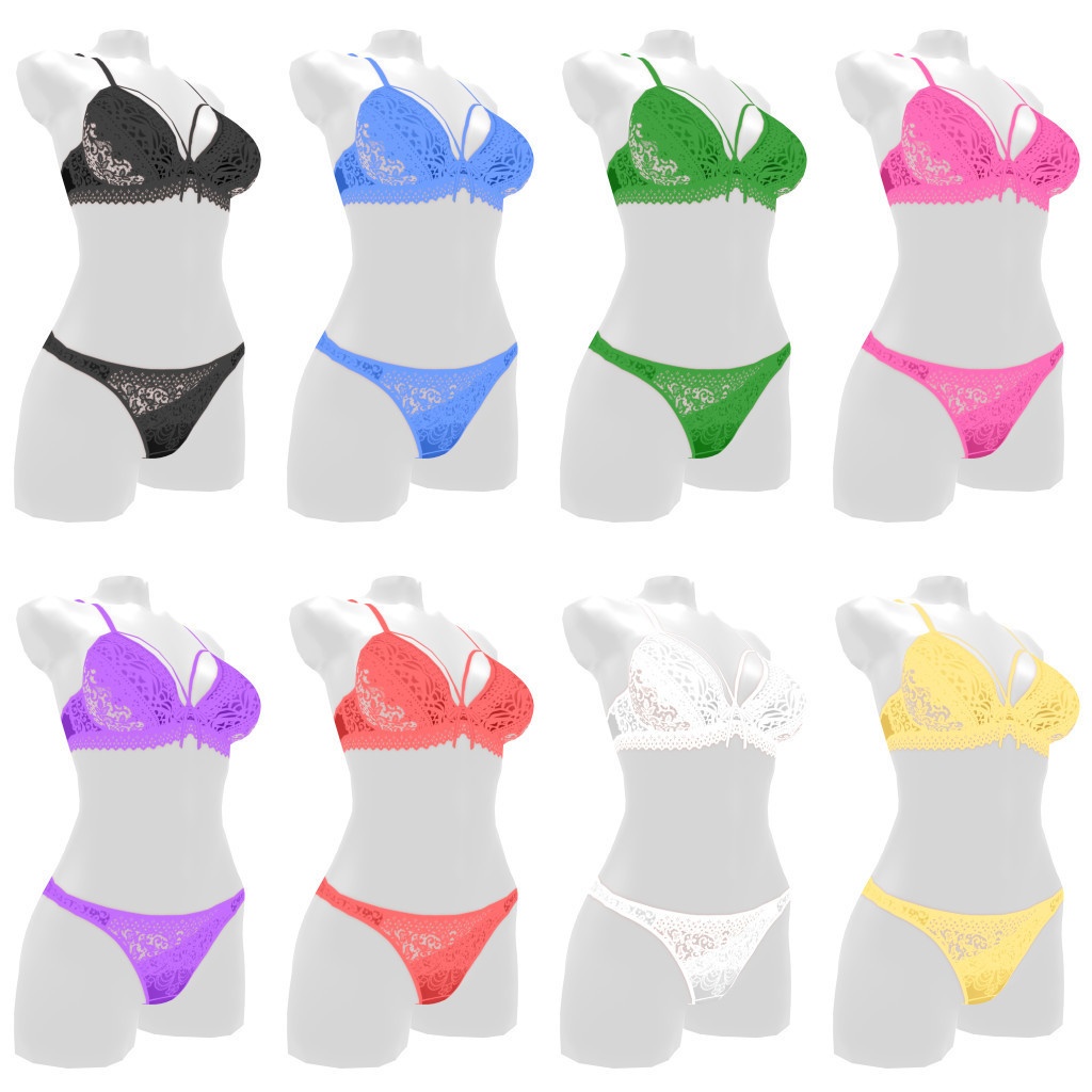 VRoidランジェリー416 ダイアグナルカットシースルーブラショーツ