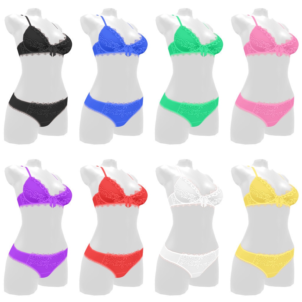 VRoidランジェリー430 レース装飾のカジュアルブラショーツ