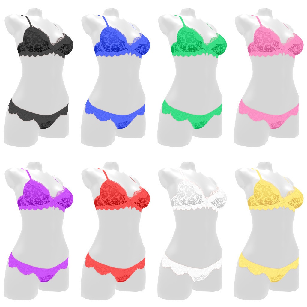 VRoidランジェリー433 ふわもこフリルのファンシーブラショーツ